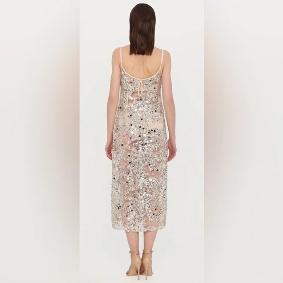 Baum und Pferdgarten Sequin Embellished Sheer  nude party cocktail  Dress NWT - Picture 3 of 10